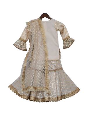 Offwhite Embroidery Kurti with Sharara 3