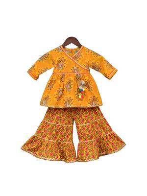 Yellow Printed Kurti Sharara 2