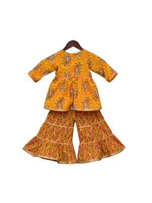 Yellow Printed Kurti Sharara 3