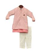 Pink Embroidered Santoon Kurta Jacket Set