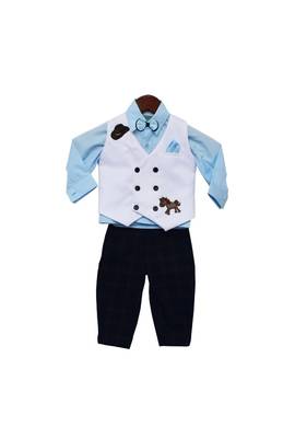 White Embroidered Cotton Waistcoat Set 1