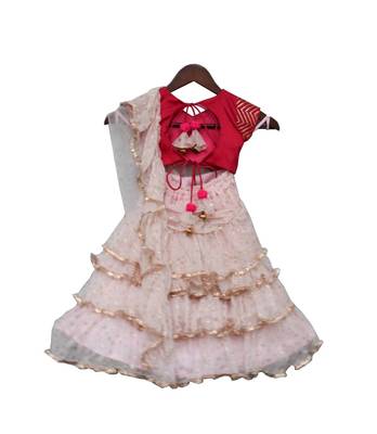 Pink Embroidered Silk Lehenga  2
