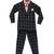 Black Check Coat Set with Peach Shirt