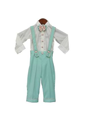 White and Blue Plain Cotton Co Ord Set 1