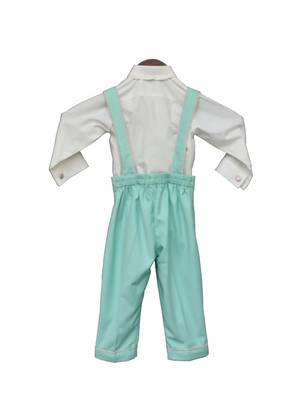 White and Blue Plain Cotton Co Ord Set 2