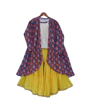 Patola Print Long Shrug with Sharara Set 1