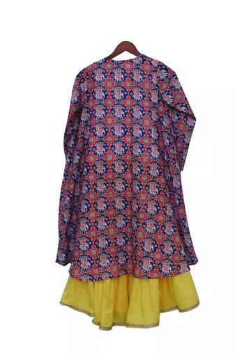 Patola Print Long Shrug with Sharara Set