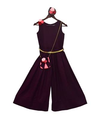 burgundy plain Linen jumpsuit  1