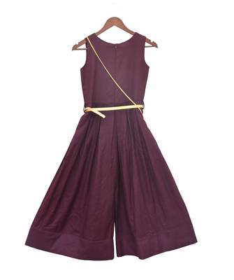 burgundy plain Linen jumpsuit  2