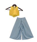yellow and blue plain silk Co Ord set