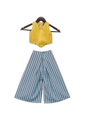 yellow and blue plain silk Co Ord set 2