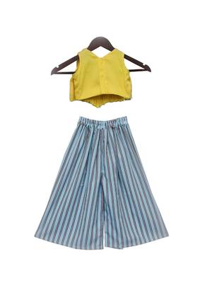 yellow and blue plain silk Co Ord set 3