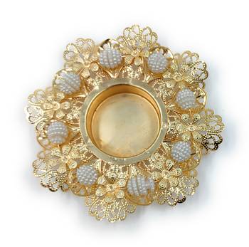 Gold DESIGNER FLOWER DIYA PACK OF 2 2