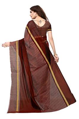 Brown woven cotton silk saree with blouse 2