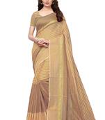 Chiku woven cotton silk saree with blouse