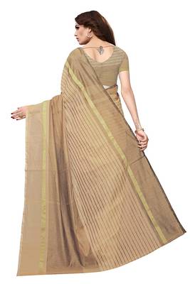 Chiku woven cotton silk saree with blouse 2