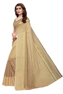 Chiku woven cotton silk saree with blouse 3