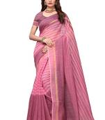 Light pink woven cotton silk saree with blouse
