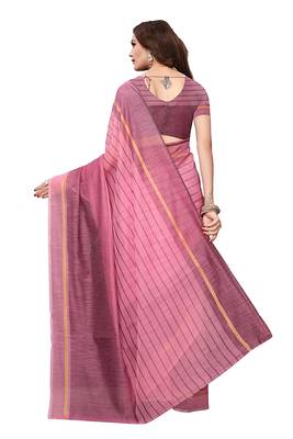Light pink woven cotton silk saree with blouse 2