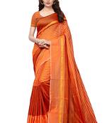 Orange woven cotton silk saree with blouse