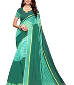 Turquoise woven cotton silk saree with blouse