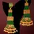 Green Brass Long Hanging Earrings with Meenakari Beaded Wedding
