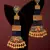 Blue Brass Long Hanging Earrings with Meenakari Beaded Wedding