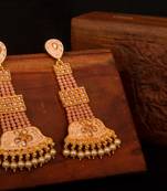 Brass Long Hanging Earrings with Meenakari Beaded Wedding