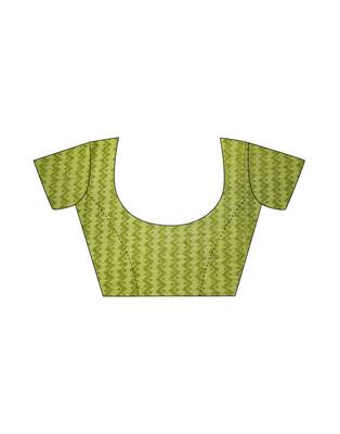 Green printed chiffon saree with blouse 4