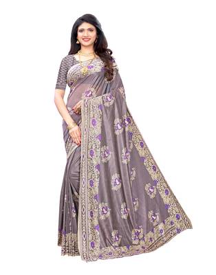 Purple woven lycra saree with blouse 1