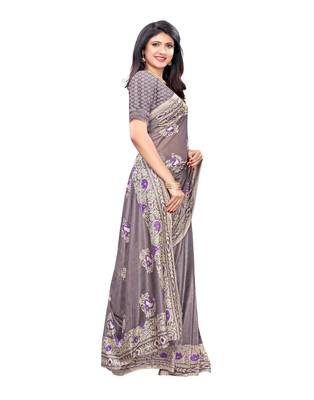 Purple woven lycra saree with blouse 2