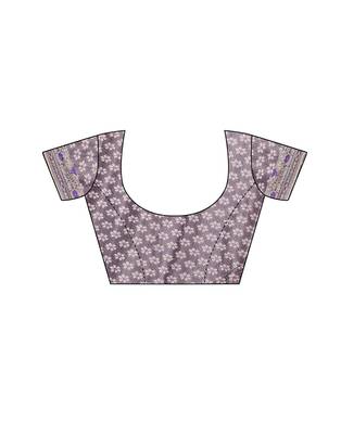 Purple woven lycra saree with blouse 4