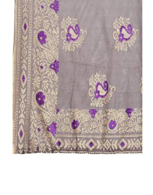 Purple woven lycra saree with blouse 5