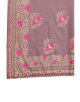 Pink woven lycra saree with blouse 5