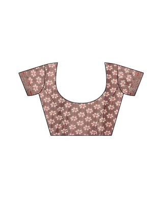 Brown woven lycra saree with blouse 4