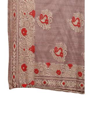Brown woven lycra saree with blouse 5