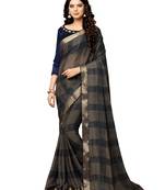 Brown printed chiffon saree with blouse