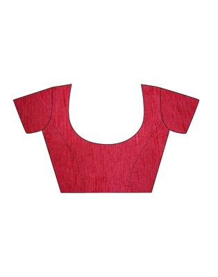 Red printed chiffon saree with blouse 4