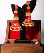Brass Long Hanging Earrings with Meenakari Beaded Wedding
