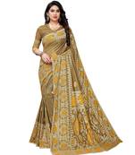 Mustard woven lycra saree with blouse