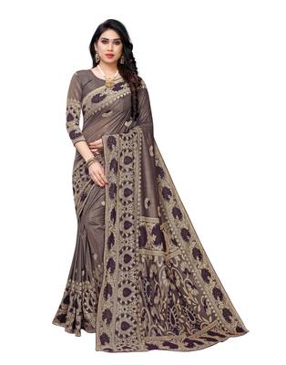 Purple woven lycra saree with blouse 1