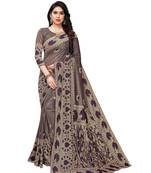 Purple woven lycra saree with blouse