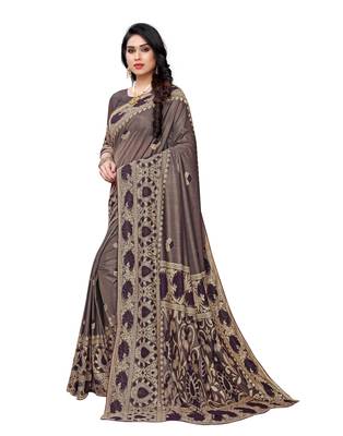 Purple woven lycra saree with blouse 2