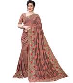 Red woven lycra saree with blouse