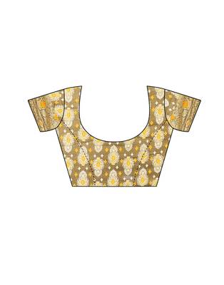 Mustard woven lycra saree with blouse 5