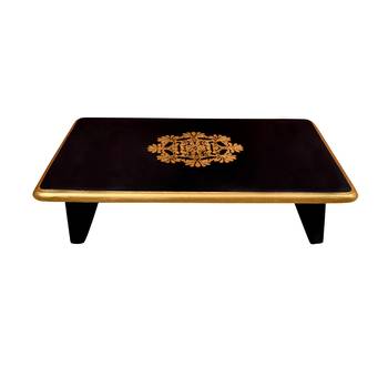 Diwali Decorative Wooden Pata Black Pooja Chowki Stool End Table Footstools 16 x 12 x 4 Inches 1