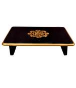 Diwali Decorative Wooden Pata Black Pooja Chowki Stool End Table Footstools 16 x 12 x 4 Inches