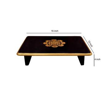 Diwali Decorative Wooden Pata Black Pooja Chowki Stool End Table Footstools 16 x 12 x 4 Inches 3