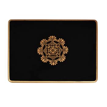 Diwali Decorative Wooden Pata Black Pooja Chowki Stool End Table Footstools 16 x 12 x 4 Inches 4