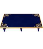 blue Diwali Christmas Decorative Hand Painted Wooden Patala Pooja Chowki 24 x 15 x 4 Inch